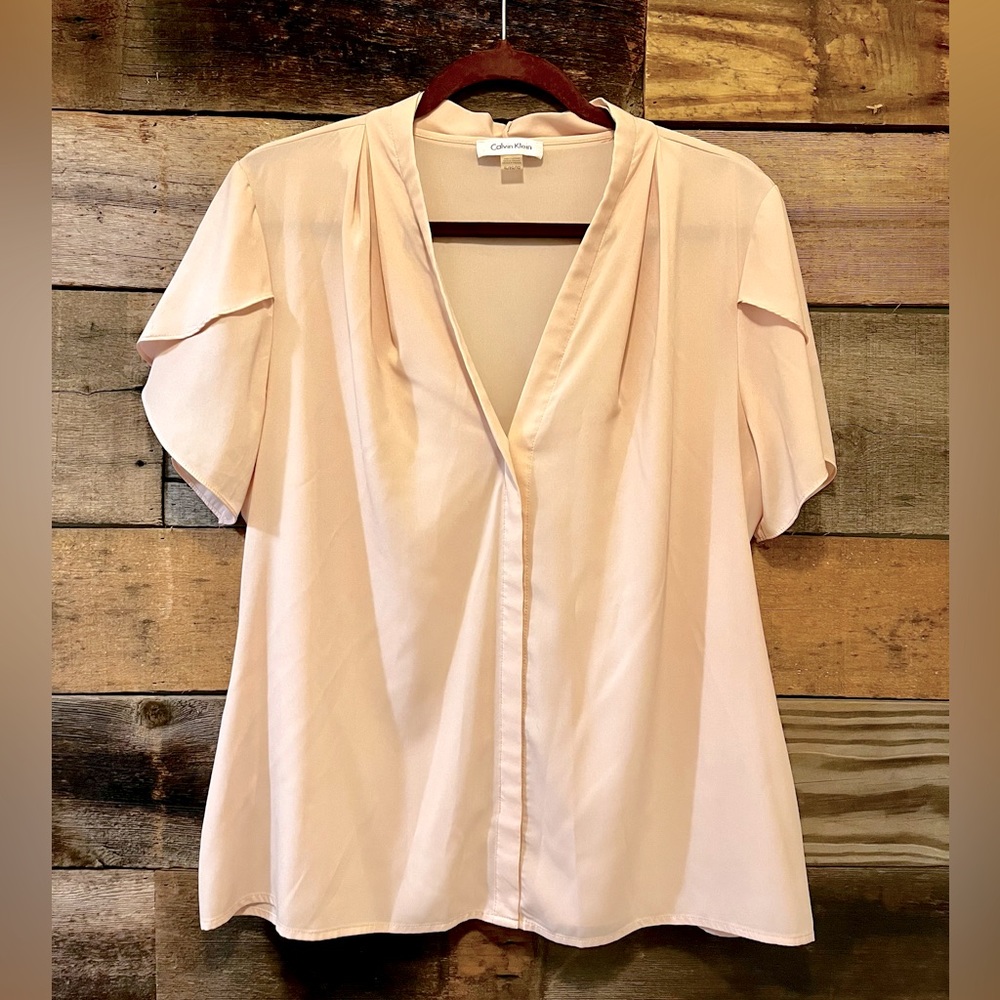 Calvin Klein Women’s XL Short Sleeve Top Pale Pink